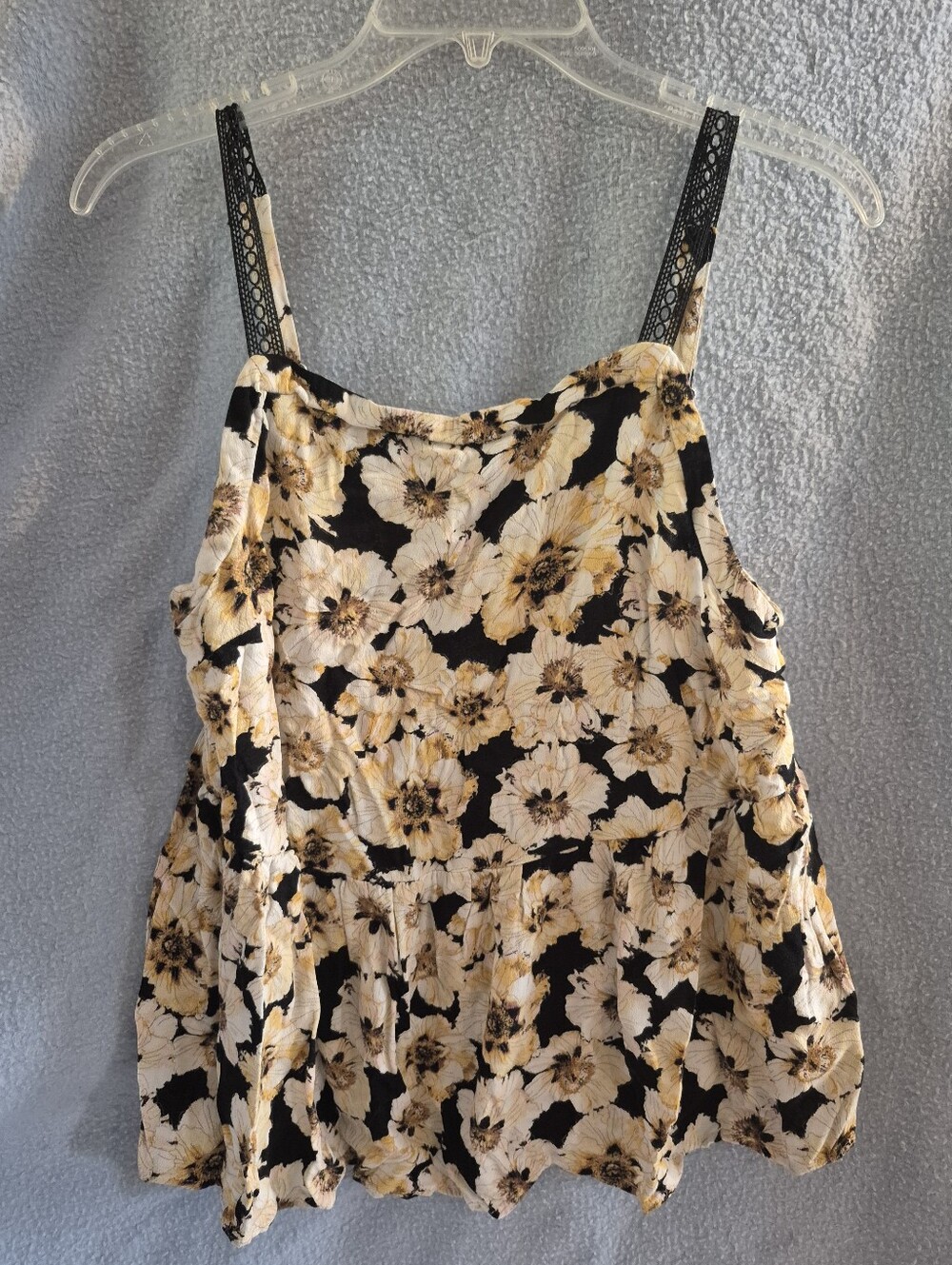 Maurices Dark Floral Peplum Tank